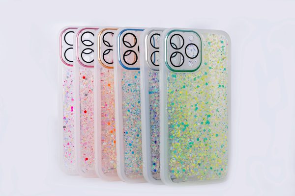 Coque protection avec des paillettes coloris iphone